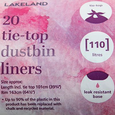 20 Lakeland Tie Top Large Dustbin Liners - Black Bags 110L - (Image 2)