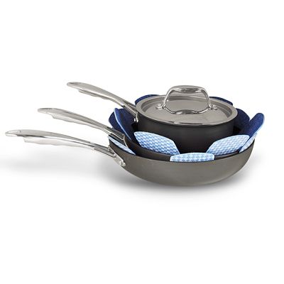 3 Anti Scratch Kitchen Pan Protectors - Blue image(3)