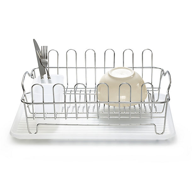Oblong Small Compact Dish Drainer Rack - Stainless Steel image(1)