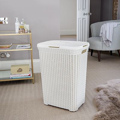 Curver Faux Rattan Lidded Laundry Basket 60L image(2)