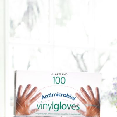 100 Medium Disposable Antimicrobial Vinyl Gloves  image(1)