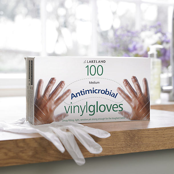 100 Large Disposable Antimicrobial Vinyl Gloves image(1)