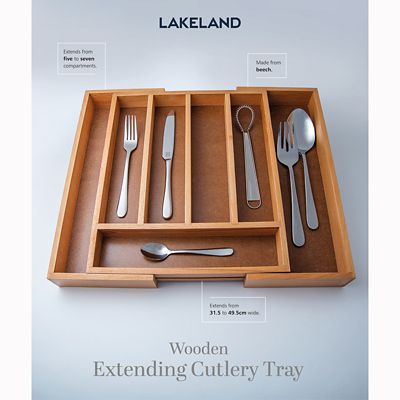 Expanding Drawer Organiser Cutlery Tray 5-7 Hole - Wooden image(2)