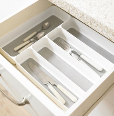 Madesmart Stay Put Drawer Organiser Utensil Tray White Lakeland