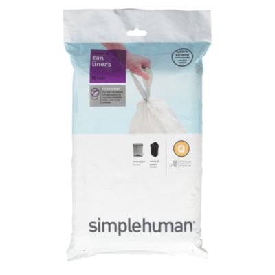 20 simplehuman Size Q Drawstring Bin Liners White Bags 50-65L image(2)