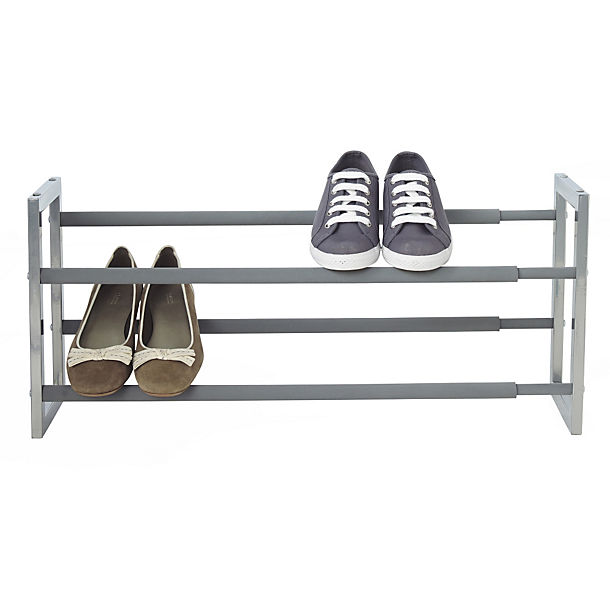 Extending and Stackable Steel Shoe Rack Silver image(1)