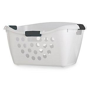Easy Load White Plastic Laundry Washing Basket 50L