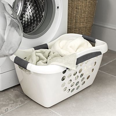 Easy Load White Plastic Laundry Washing Basket 50L image(2)