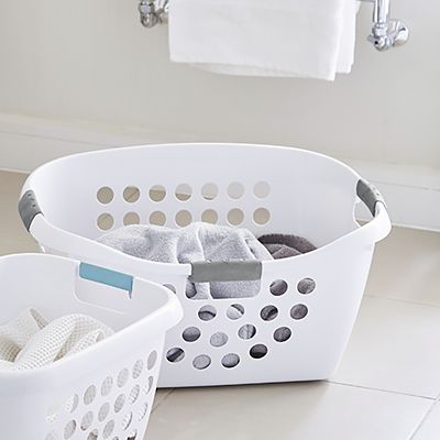 Easy Load White Plastic Laundry Washing Basket 50L image(3)