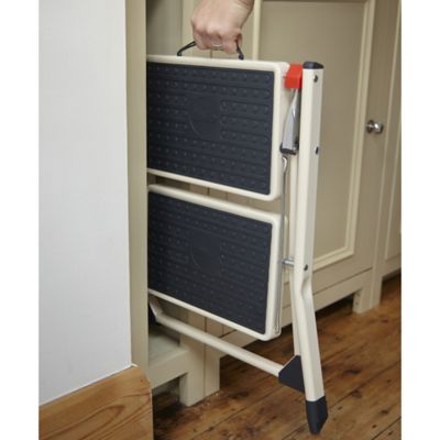 Foldable Portable 2 Tier Handy Step Stool - Cream (Holds 150kg) image(2)