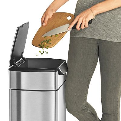 simplehuman Touch Bar Kitchen Waste Bin - Silver 30L image(5)