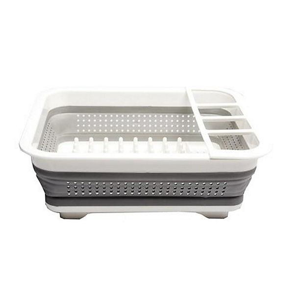 Collapsible Foldaway Small Compact Dish Drainer Rack White image(1)