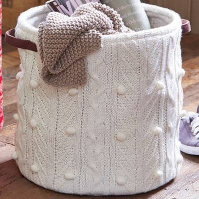 Aran Knit Storage Tote image()