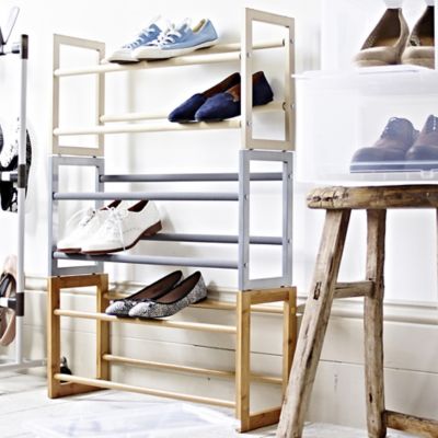 Extending and Stackable Steel Shoe Rack Champagne Cream image(3)