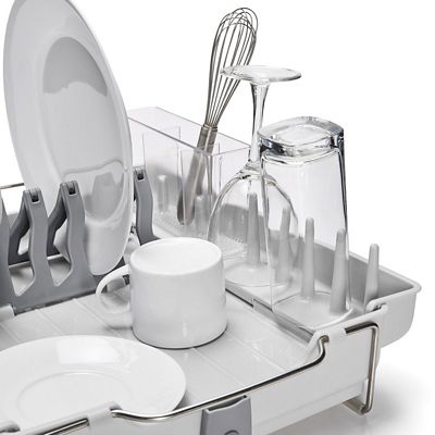 OXO Good Grips Foldaway Dish Drainer Rack - Light Grey image(8)