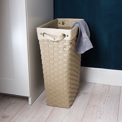 slim wicker laundry basket