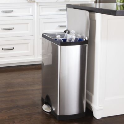 Simplehuman Divided Recycle Kitchen Waste Pedal Bin - Silver 46L image(2)