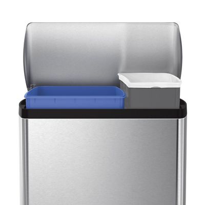 Simplehuman Divided Recycle Kitchen Waste Pedal Bin - Silver 46L image(5)
