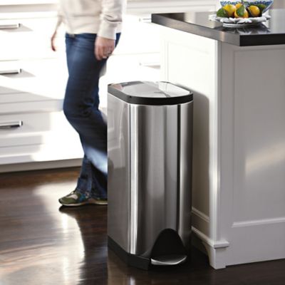 simplehuman Butterfly Lid Kitchen Recycler Pedal Bin - Silver 40L  image(2)