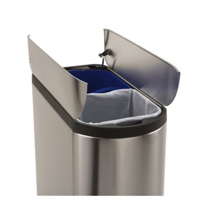 simplehuman Butterfly Lid Kitchen Recycler Pedal Bin - Silver 40L  image(3)
