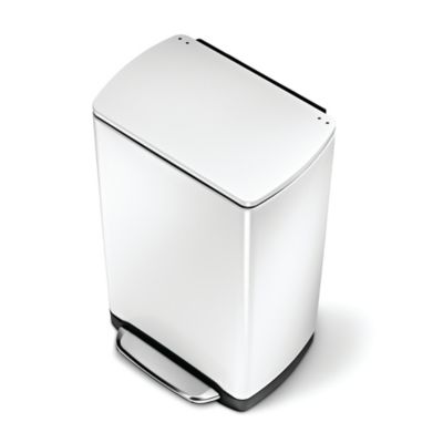 Simplehuman Wide Pedal Kitchen Bin 38L, White Lakeland