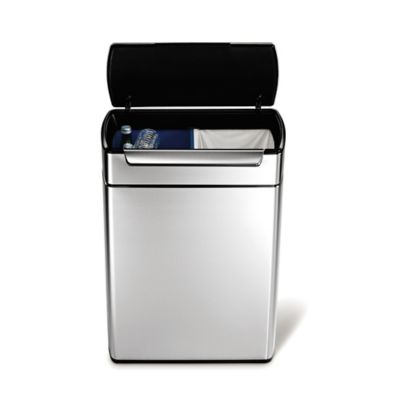 simplehuman Touch Bar Recycle Kitchen Waste Bin - Silver 48L image(2)