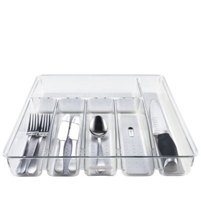 Anti Slip Drawer Organiser Cutlery Tray 6 Hole, Clear Lakeland