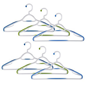 Soft Grip Non Slip Clothes Hangers Aqua 6 Pack
