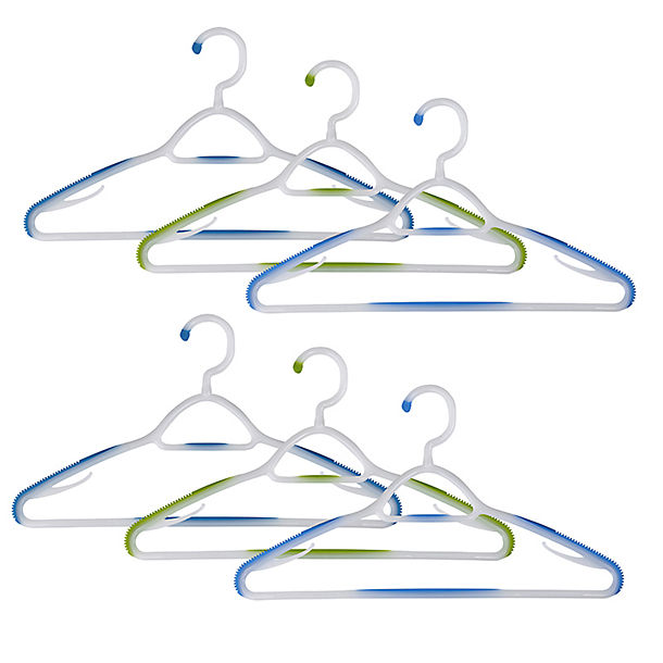 Soft Grip Non Slip Clothes Hangers Aqua 6 Pack image(1)