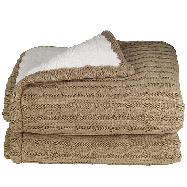 Super Soft Cosy Knit & Fleece Blanket Throw - 130 x 160cm image()