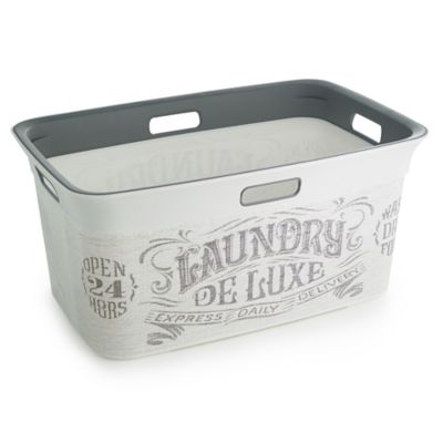 Nostalgic Print Plastic Laundry Washing Basket 45L Lakeland