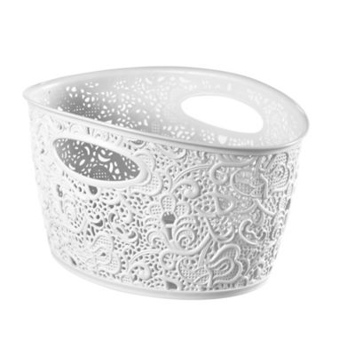 Lace-Effect Storage Tub White image()