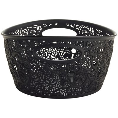 Mini Lace-Effect Storage Tub Black image()