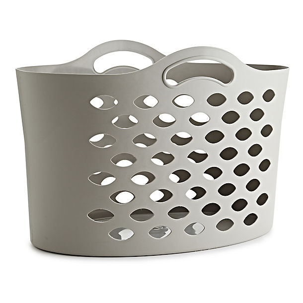 Short Flexible Cappuccino Plastic Laundry Washing Basket 55L image()