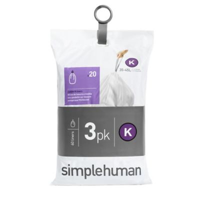 60 simplehuman Size K Drawstring Bin Liners - White Bags 35-45L - (Image 2)