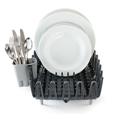 ILO Clam Shell Small Compact Dish Drainer Rack Grey - (Image 3)