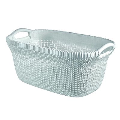 Knit-Effect Laundry Basket Blue image(1)