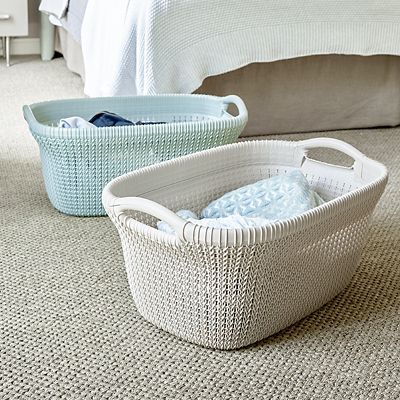 Knit-Effect Laundry Basket Blue image(2)