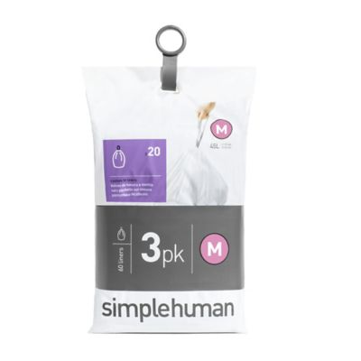 60 simplehuman Size M Drawstring Bin Liners - White Bags 45L - (Image 2)