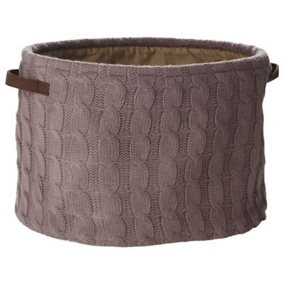 Oval Cappuccino Cable Knit Storage Tote, 25L image(1)