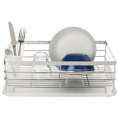 ILO Clam Shell Small Dish Drainer Rack White and Sage Green