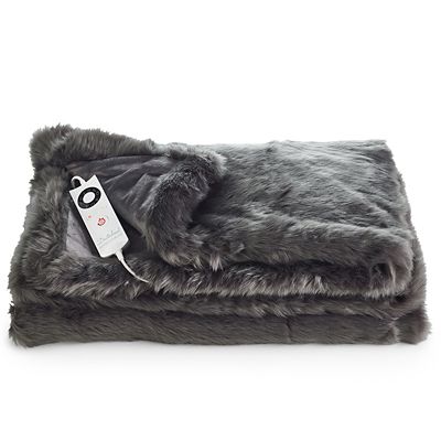Dreamland Luxury Faux Fur Heated Throw, Slate Grey Lakeland