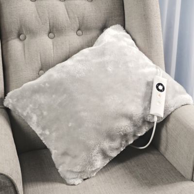 Pearl Grey Faux Fur Heated Cushion alt image 2