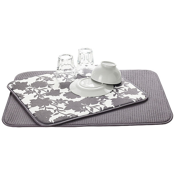 2 Double Sided Drying Mats Grey Rose image(1)