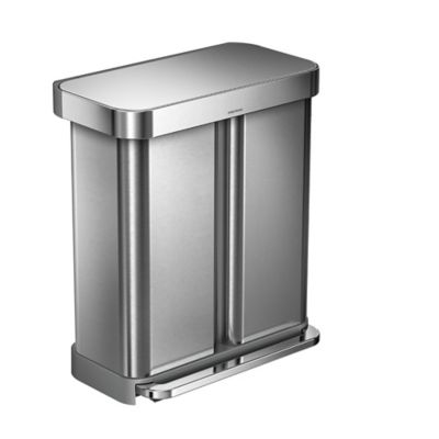 simplehuman Divided Recycle Kitchen Waste Pedal Bin - Silver 58L