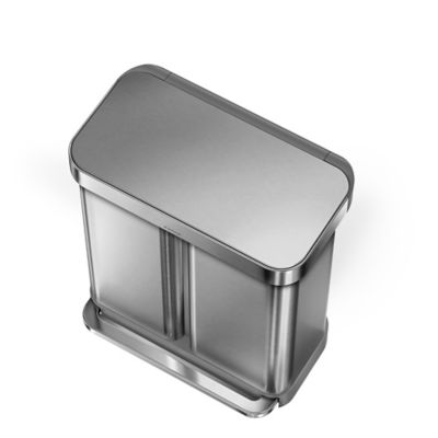 simplehuman Divided Recycle Kitchen Waste Pedal Bin - Silver 58L image(2)