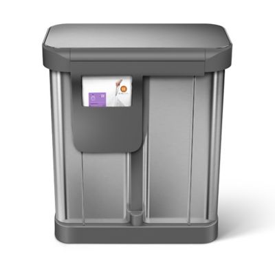 simplehuman Divided Recycle Kitchen Waste Pedal Bin - Silver 58L image(3)