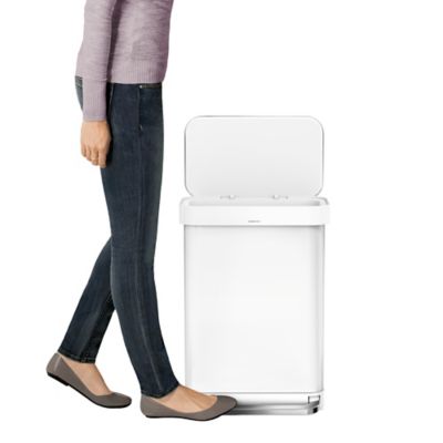 simplehuman Slimline Kitchen Waste Pedal Bin - White 55L - (Image 4)