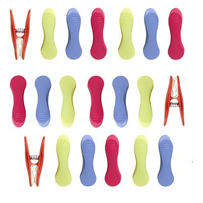 20 Soft Grip Clothes Pegs Vibrant