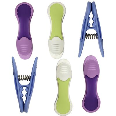 6 Big Soft Grip Clothes Pegs Pastel